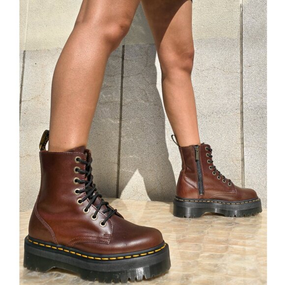 Dr. Martens JADON PLATFORM Boots in DARK BROWN Smooth LEATHER Great Reviews - Picture 9 of 14